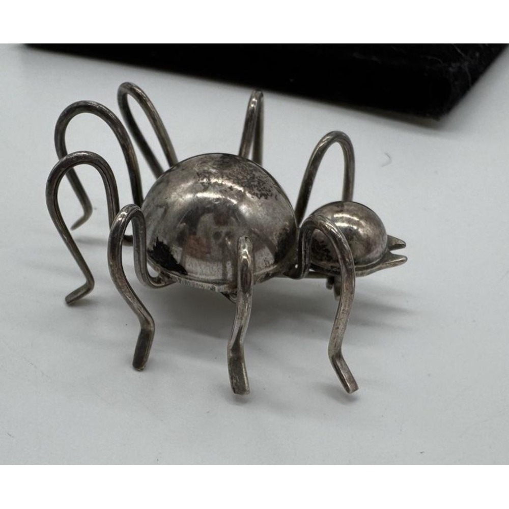 Vintage Sterling Silver Spider Brooch 925 Taxco Style Insect Pin Gothic Jewelry - Picture 2 of 7